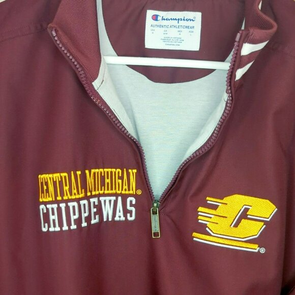 Champion CMU Central Michigan University Chippewas Size M 1/4 Zip Wind Jacket - Picture 3 of 4